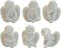 Produktbild: FADEDA 6X Engel sitzend, weiß/Höhe:5 cm/handbemalt/detailgetreue Krippen Figuren - Weihnachten Tisch Dekoration Krippe Zubehör