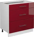Produktbild: Vicco Badschrank Fame-Line, 80 x 81.6 cm mit 3 Schubladen, ohne Arbeitsplatte, Bordeaux Hochglanz/Weiß