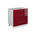 Produktbild: Vicco Midischrank Fame-Line Bordeaux HG/Weiß 80x81.6cm mit 3 Schubladen ohne AP