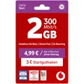 Produktbild: Vodafone Prepaid CallYa Start | 2 GB | 5 EUR Startguthaben | ohne Vertrag | 5G-Netz | Telefon- SMS-Flat | EU-Roaming