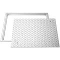 Produktbild: VEVOR Schachtabdeckung mit Rahmen 50 x 50 cm, Quadratischer Schachtdeckel Klärgrubendeckel, Hochbelastbarer Rutschfester Gullydeckel aus Kohlenstoffstahl für Abflussrinne, für Gehwege Gärten Höfe
