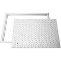 Produktbild: Vevor Schachtabdeckung Mit Rahmen 50 X 50 Cm, Quadratischer Schachtdeckel Klärgrubendeckel, Hochbelastbarer Rutschfester Gullydeckel Aus Kohlenstoffstahl Für Abflussrinne, Für Gehwege Gärten Höfe