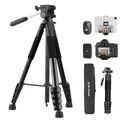 Produktbild: K&F CONCEPT Kamerastativ S255A3+BV01, Leichtes Stativ mit Tasche,190cm Handystativ,Tripod für Canon Nikon Sony Kamera/DSLR/Camcorder, Stativ für Smartphone,Reisestativ mit Handy-Tablet-Halterung
