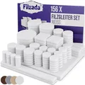 Produktbild: Filzada® Filzgleiter Selbstklebend Set 156 Stück (Eckig und Rund) - Weiß - Profi Möbelgleiter Filz Mit Idealer Klebkraft