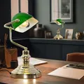 Produktbild: 2x Büro Schreib Tisch Banker Lese Lese Lampe Antik grün Glas Messing Bibliothek