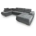 Produktbild: WOHNLANDSCHAFT CASONE L-S Grau Velours-Stoff mit Schlaffunktion