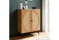 Produktbild: FINEBUY Sideboard FB104655 Kommode in Eiche Dekor 80 cm mit 2 Türen aus Wiener Rattan (80x103x39 cm Anrichte, Eiche-Dekor Rattangeflecht), Kommode Türen Highboard, Hoher Kommodenschrank