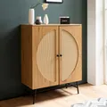 Produktbild: Sideboard FineBuy Highboard 80 cm Anrichte Eiche Dekor Kommodenschrank Geflecht