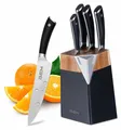 Produktbild: BEM Master Chef 6-tlg. Messerset Küchenmesser Set mit Messerblock inkl. Kochmesser, Gemüsemesser, Brotmesser; Messerblock mit Messer und Schärfer