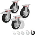 Produktbild: Relaxdays - Schwerlastrollen 4er Set, drehbar, Kugellager, 2 Rollen mit Bremse, Tragkraft bis 800kg, Rad d: 200mm, schwarz