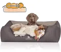 Produktbild: Knuffelwuff Orthopädisches Hundebett Outlander aus Laser-gestepptem Kunstleder M-L 85 x 63cm Dunkelgrau/Grau - Abnehmbarer Bezug - leicht zu reinigen - für große, mittelgroße und kleine Hunde