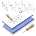 Produktbild: Fettwal Prickelnadel Set Kinder, Prickelset Stickbilder Sticken für Kinder ab 3, mit 2 Prickelnadel 2 Prickelfilz 10 Stickbilder, Verwendung unter Aufsicht der Eltern (Tierthema)