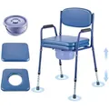 Produktbild: VEVOR Nachttoilettenstuhl 181 kg belastbar, Toilettensitzerhöhung mit gepolsterter Sitzfläche & Rückenlehne, abnehmbarer 5 L Eimer, höhenverstellbarer Toilettenstuhl (815-915 mm) für Erwachsene