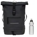 Produktbild: Elephant Rucksack Herren Damen Plane Time Bag COMP Fahrradrucksack Kurierrucksack Roll-Top A4 mit Laptopfach, Bodenfach 12823 + Flasche (Black (schwarz))