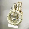 Produktbild: Handgemachtes reines Kupfer-Benzin-Feuerzeug-Quarz sichtbare transparente Öltank-Feuerzeuge tragbare runde Vintage antike Sammlungsgeschenk for Mann (Color : Gold)