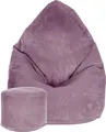 Produktbild: Dreamroots Bean Bag 80x80x120cm Sitzsack mit Lehne und Hocker und Bezug Sitzkissen Boden Chill Sack Sitzsack mit Füllung Sitzsack Plum Smoothie
