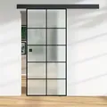 Produktbild: Glasschiebetür ESG Floatglas satiniert Siebdruck 76/20 Black 2.060 x 940 x 8 mm