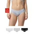 Produktbild: SNOCKS Hipster Panties Damen Unterhose (3-St., 3 Stück) mit Spitze, bequem und elegant grau|schwarz|weiß L
