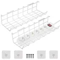 Produktbild: ONVAYA® Kabelkanal Schreibtisch | Weiß | Halterung für einfaches Kabelmanagement | Kabelführung für PC und Fernseher | Organizer für Kabel, Netzteile, Mehrfachstecker | selbstklebend & schraubbar