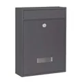Produktbild: Wiltec Briefkasten anthrazit V10 Postkasten mit Namensschild, großem Briefschlitz und 2 Schlüsseln Wandbriefkasten aus pulverbeschichtetem Stahl