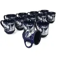Produktbild: 3160110 - 12er Set Glühweinbecher in dunkelblau mit Weihnachtslandschaft 0,2L geeicht