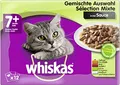 Produktbild: Whiskas 7+ Katzennassfutter – Gemischte Auswahl in Sauce – Hochwertiges Feuchtfutter in 48 Portionsbeuteln für Katzen ab 7 Jahren und älter – Katzenfutter – 4er Pack (4 x 12 Portionsbeutel à 100g)