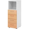 Produktbild: HAMMERBACHER Regalschrank 934S4, V934S4/W/6/BS buche, weiß 40,0 x 42,0 x 110,0 cm, 1 St.