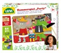 Produktbild: Lena 65835 - Hammerspiel Party, Nagelspiel mit 38 farbigen Teilen & 16 Sonderteile, XXL Grundplatte aus Kork ca. 28 x 19,5 cm, Hammer und Nägel, Klopfspiel für Kinder ab 3 Jahre, Hämmerchenspiel
