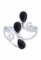 Produktbild: mantraroma Ring 925 Silber Damen Onyx Edelstein schwarz ausgefallen verspielt