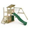 Produktbild: FATMOOSE Spielturm Klettergerüst FruityForest Fun XXL mit Schaukel & grüner Rutsche, Outdoor Kinder Kletterturm mit Sandkasten, Leiter & Spiel-Zubehör für den Garten