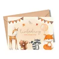 Produktbild: MeinBaby123® 10 Einladungskarten Kindergeburtstag Jungs und Mädchen | Geburtstagseinladungen für Kinder | Wald Tiere | inkl. 10 Briefumschläge | Premium Qualität (Süße Tiere V1)