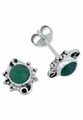 Produktbild: mantraroma Paar Ohrstecker MARAMA aus 925 Silber mit grünen Onyx (Paar, Paar Ohrringe mit Schmuckbeutel), 925 Sterling Silber Ohrringe für Damen