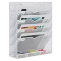 Produktbild: EasyPAG 6 Fächer Metall A4 Zeitschriftenhalter Wand Zeitschriften Wandhalter Aktenablage Dokumentenhalter Hängend Magazin Organizer Flyerständer Prospektspender,Weiß