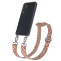Produktbild: Boho Handyband für Samsung Galaxy A55 abnehmbar Gurt Tasche Hülle Hellblau / Rot