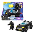 Produktbild: Fisher-Price Imaginext DC Super Friends Metal Force Batmobil Spielzeugauto, ca. 7,6 cm große Batman-Actionfigur und Zubehör im Set, enthält Starter und 2 Scheiben, JFJ68