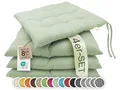 Produktbild: ZOLLNER 4er Set Sitzkissen in 40x40cm - gemütliche Stuhlkissen mit Bindebänder - waschbar bis 30°C - in lindgrün - Oeko Tex® Zertifiziert