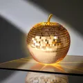 Produktbild: LED Glas Disco Apfel 16 cm - bronze - Deko Frucht Tisch Leuchte Batterie Timer