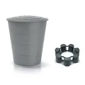 Produktbild: Kreher® XXL Regentonne 'Smooth' 510L mit Deckel und Standfuß (optional). Aus Kunststoff in Anthrazit/Grau. Dezente Optik im runden Format, zeitlos und modern. (Grau, Mit Deckel und Monoblock)