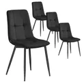 Produktbild: VASAGLE Esszimmerstühle Samt, Küchenstühle bis 120 kg belastbar, Sessel mit verstellbaren Füßen, modern, gepolstert, für Wohnzimmer, 4er Set, tintenschwarz KDC080BH01