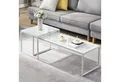 Produktbild: FINEBUY Satztisch FB72749 2er Set Glasplatte Metallgestell Couchtisch Sofatisch Modern (Couchtisch 2er Set Glas Metall Platzsparend Weiß), Wohnzimmertisch Modern, Sofatisch 2-teilig