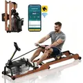 Produktbild: VEVOR Rudergerät 6-stufiger leiser Widerstand, faltbares Wasserrudergerät aus Holz mit 14 L Wassertank & LCD-Monitor, Bluetooth-App-kompatibel, 158 kg Gewichtskapazität, immersives Rudergerät