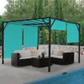 Produktbild: Pergola Beja, Garten Pavillon Terrassenüberdachung, stabiles 6cm-Stahl-Gestell + Schiebedach türkis-blau 4x4m