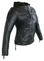 Produktbild: Damen Motorradjacke Lederjacke Damen Jacke mit Protektoren Lederjacke mit Kapuze Leather Jacket Biker Jacket Custom Jacke (DE/NL/SE/PL, Alphanumerisch, XS, Regular, Regular, Schwarz)