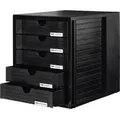 Produktbild: Han - Schubladenbox Systembox 5 Schubladen Din C4 Polystyrol Gehäusefarbe: Schwarz Farbe Der Schublade: Schwarz