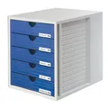Produktbild: Ablagebox mit 5 geschlossene Fächer grau/blau Schubladenbox 1450 Systembox HAN