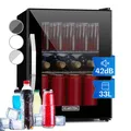 Produktbild: Minibar Weinkühler Getränkekühlschrank Glas 33L LED leise freistehend schwarz