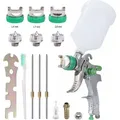 Produktbild: HVLP Lackierpistole mit 3 Edelstahldüsen 1,4mm 1,7mm 2,0mm 600ml Becher