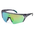 Produktbild: adidas Sport SP0063 Herren Sonnenbrille, Sportliche, Schlanke und Leichte Sonnenbrille, Maskenform, Spiegelgrüne Gläser, Grau