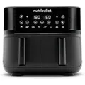 Produktbild: nutribullet? Twin Drayer Heißluftfritteuse, 2 Körbe mit insgesamt 8L Kapazität, 8 voreingestellte Kochmodi, digitales LED-Touchscreen, ölfrei, 2850 W, Schwarz, NBA081B