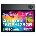 Produktbild: U11 Android 16 Tablet 11 Zoll Gemini AI 16GB RAM +128GB ROM (2TB TF), 8580mAh Gaming Tablet Unisoc T7200 Octa-Core, Widevine L1+13MP+5MP Tablets PC, 2.4G+5G WLAN GMS/3.5mm Audio/OTG/GPS/Face ID